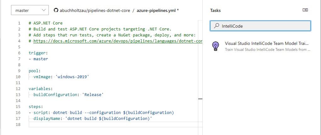 Add IntelliCode build task
