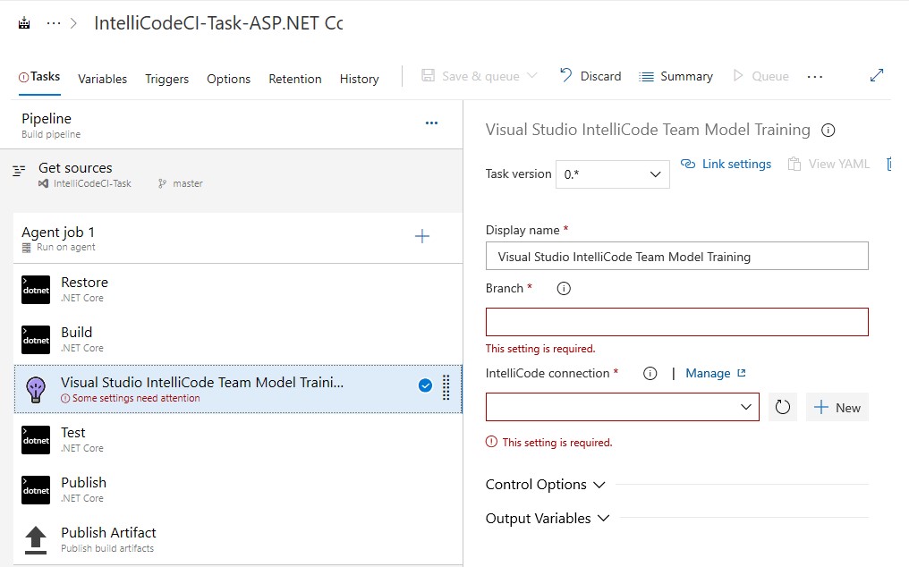 Configure IntelliCode task